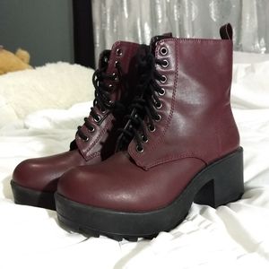 Burgundy combat boots